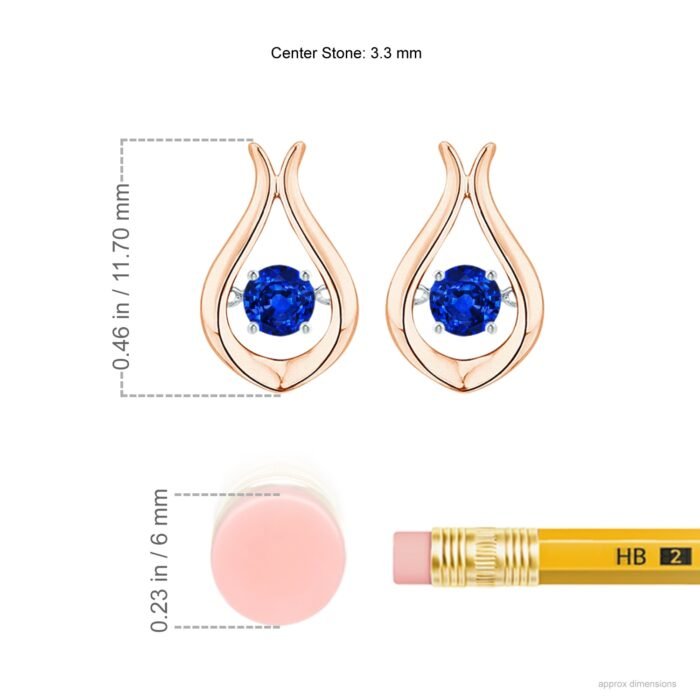 3.3mm aaaa blue sapphire rose gold earrings 2