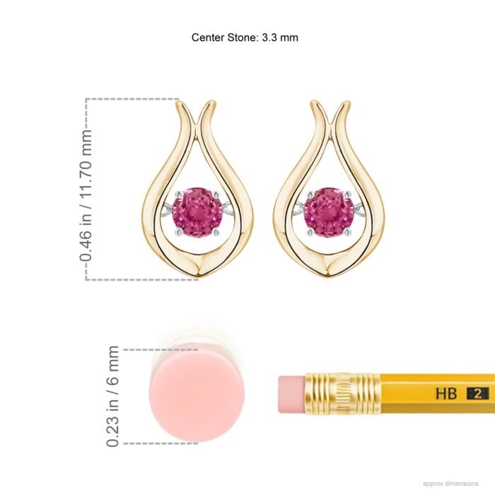 3.3mm aaaa pink sapphire yellow gold earrings 2
