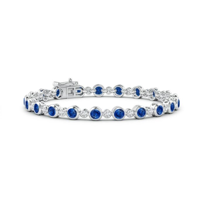 3.5mm aaa blue sapphire white gold bracelet 2