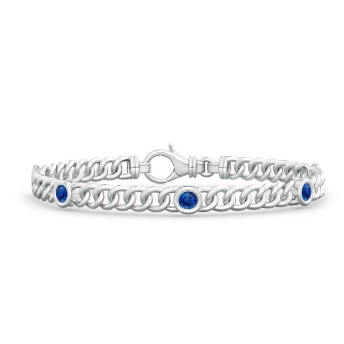 3.5mm aaa blue sapphire white gold bracelet 3