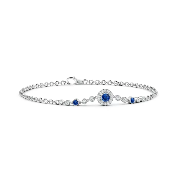 3.5mm aaa blue sapphire white gold bracelet