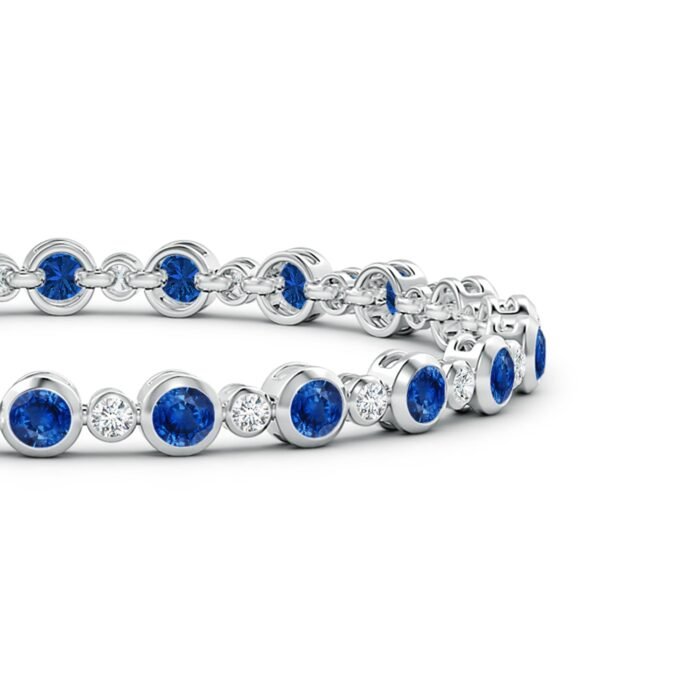 3.5mm aaa blue sapphire white gold bracelet 2 2