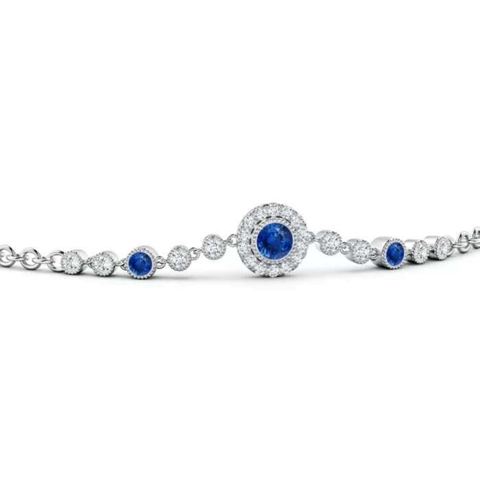 3.5mm aaa blue sapphire white gold bracelet 2