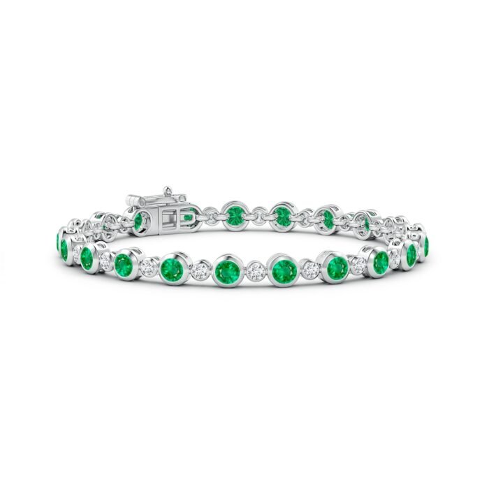 3.5mm aaa emerald white gold bracelet