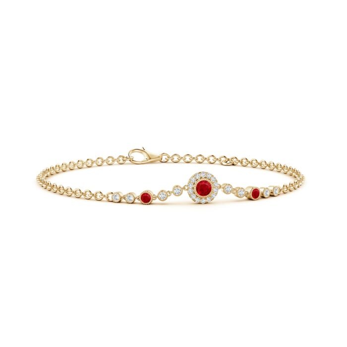 3.5mm aaa ruby yellow gold bracelet