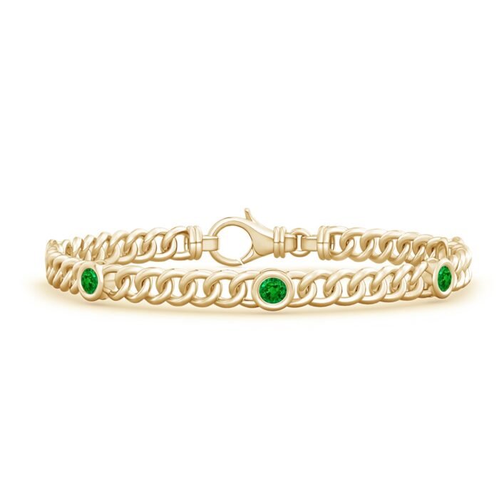 3.5mm aaaa emerald yellow gold bracelet