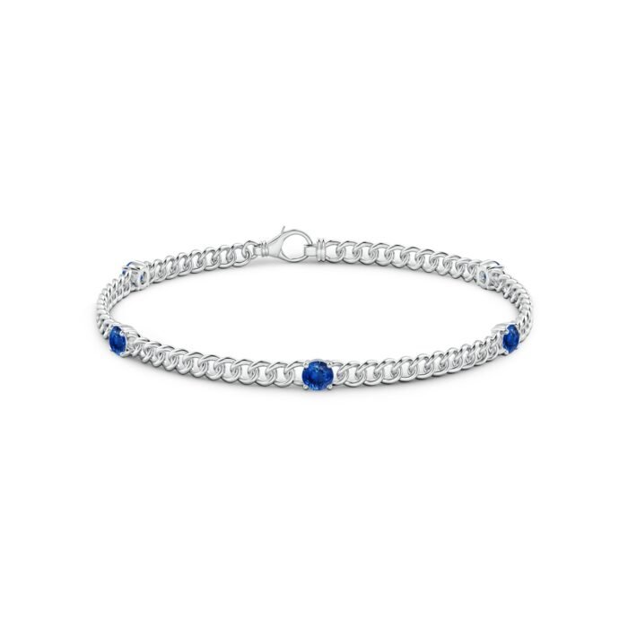 3.8mm aaa blue sapphire white gold bracelet 2