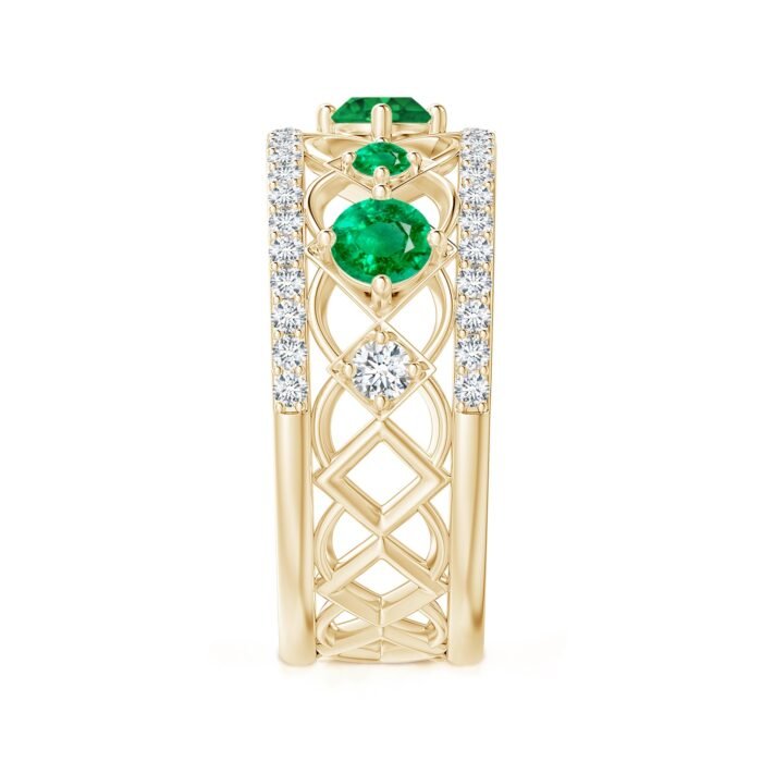 3.8mm aaa emerald yellow gold ring 3