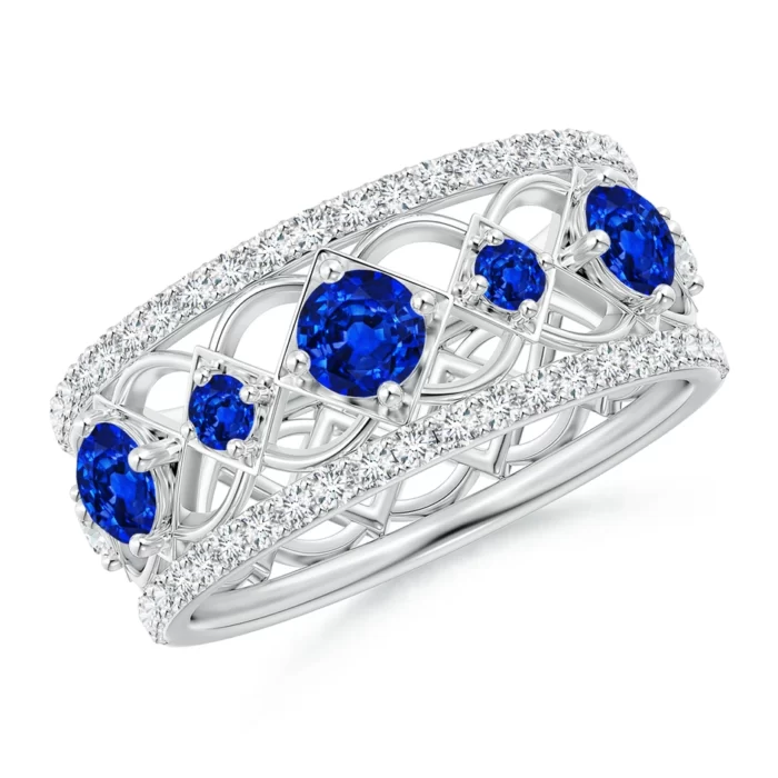 3.8mm aaaa blue sapphire white gold ring