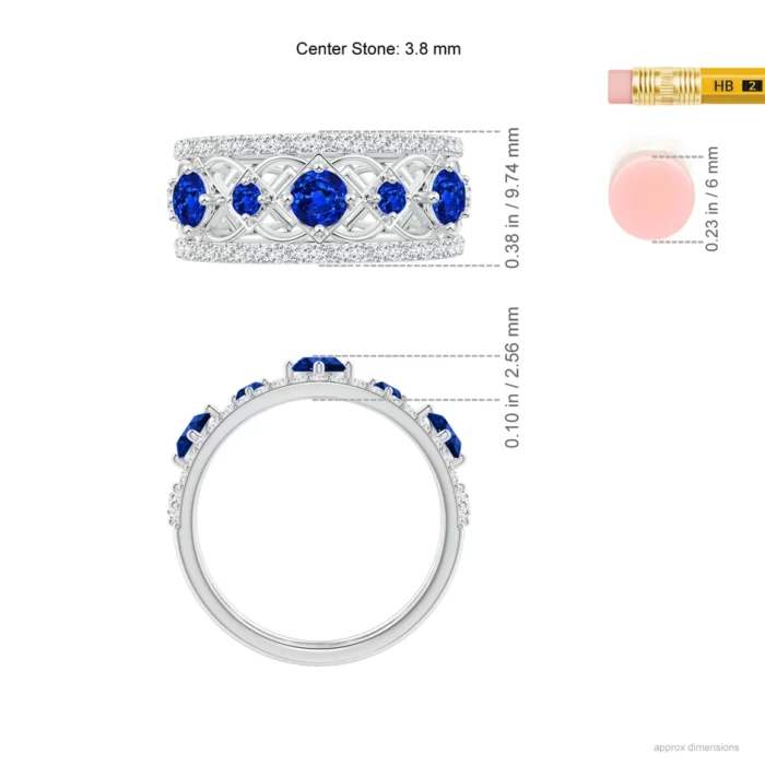 3.8mm aaaa blue sapphire white gold ring 5