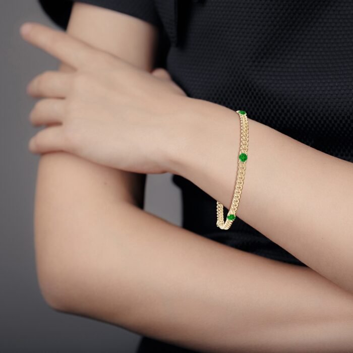 3.8mm aaaa emerald yellow gold bracelet 3