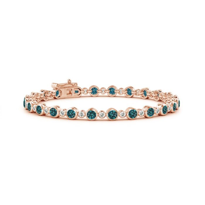 3mm aa enhanced blue diamond rose gold bracelet