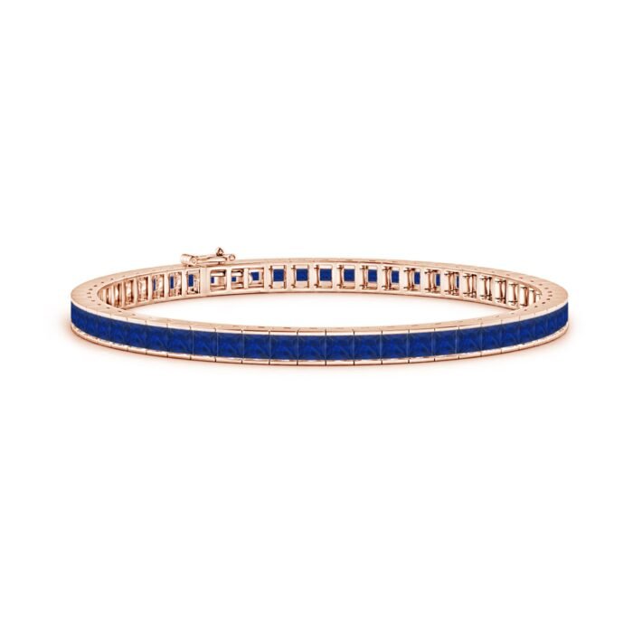 3mm aaa blue sapphire rose gold bracelet