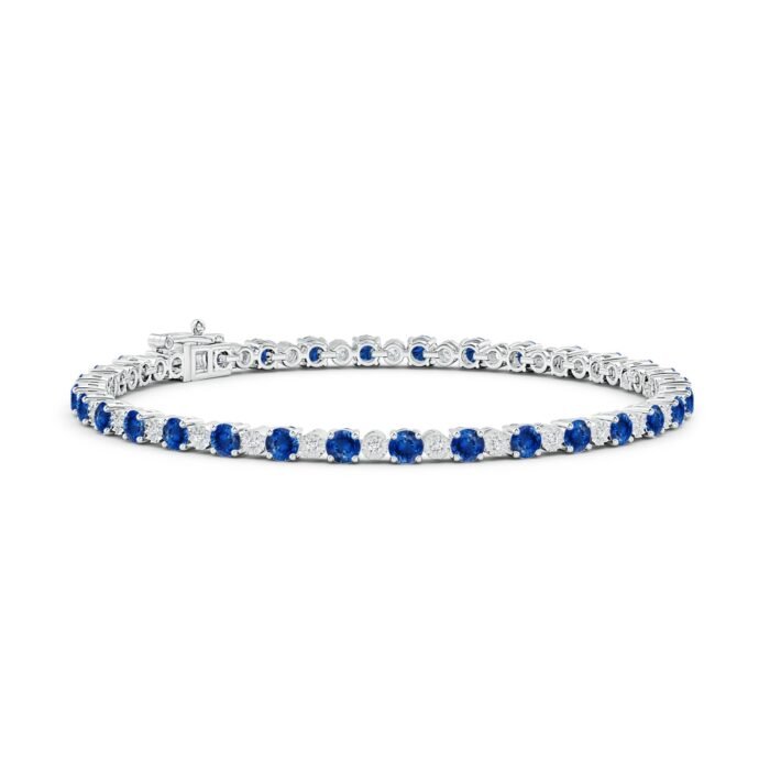 3mm aaa blue sapphire white gold bracelet 3
