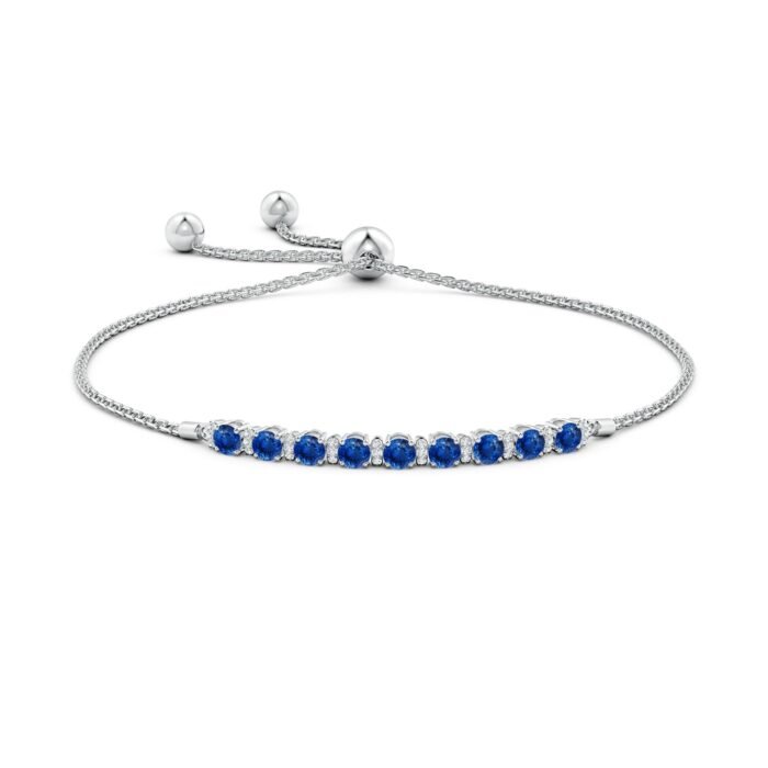 3mm aaa blue sapphire white gold bracelet 2 1