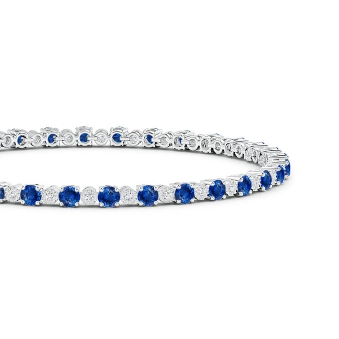 3mm aaa blue sapphire white gold bracelet 2 3
