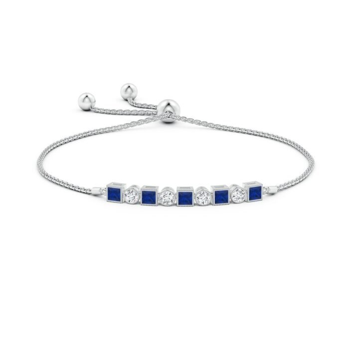 3mm aaa blue sapphire white gold bracelet 2 4