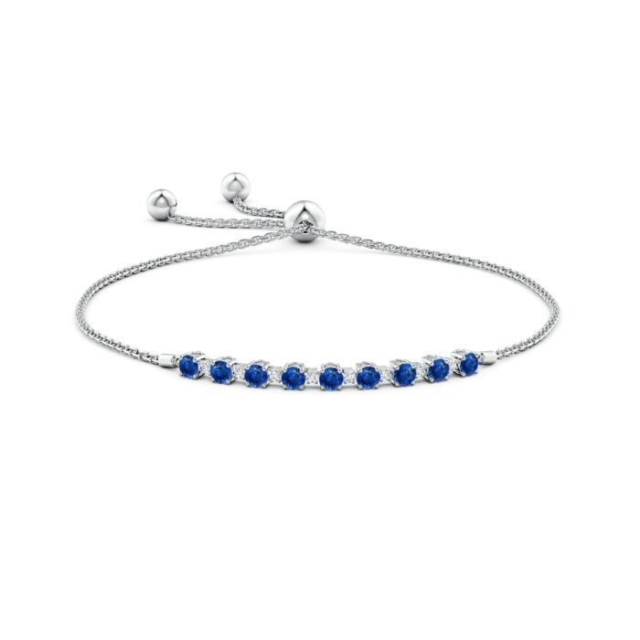 3mm aaa blue sapphire white gold bracelet 2