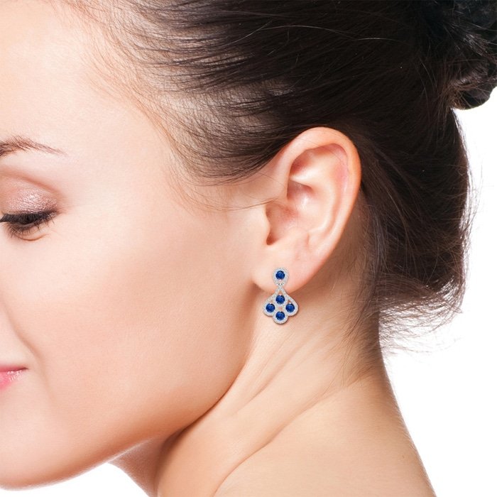 3mm aaa blue sapphire white gold earrings 3
