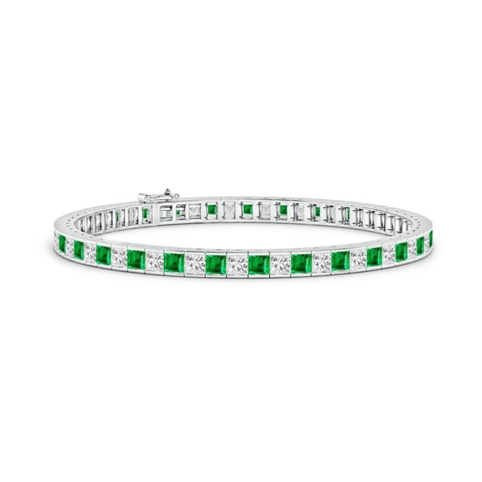 3mm aaa emerald white gold bracelet 1