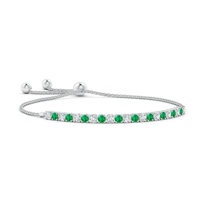 3mm aaa emerald white gold bracelet