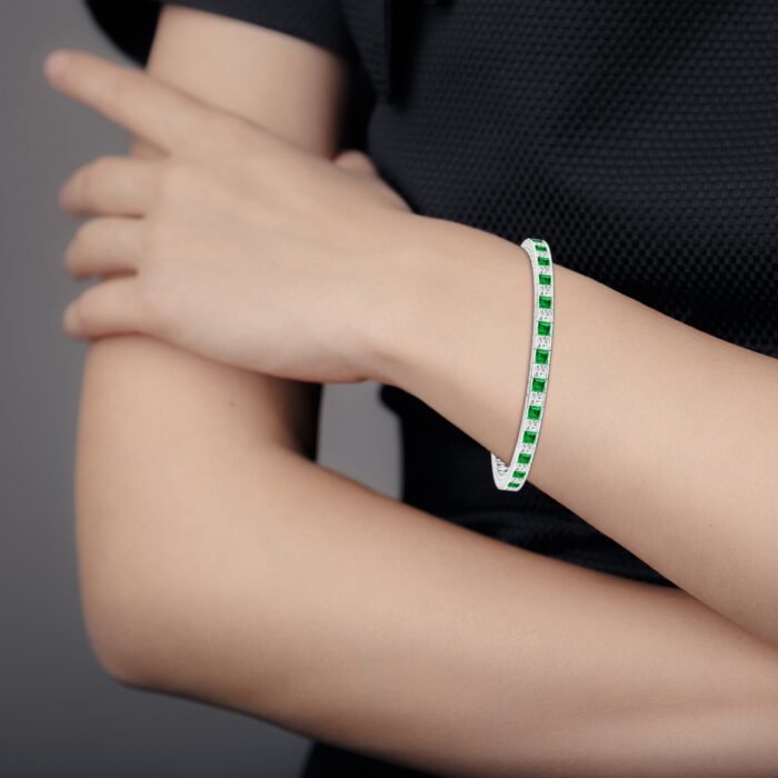 3mm aaa emerald white gold bracelet 3 1