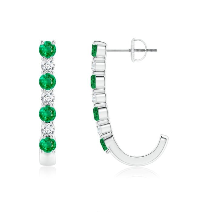 3mm aaa emerald white gold earrings 1