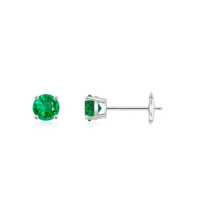 3mm aaa emerald white gold earrings