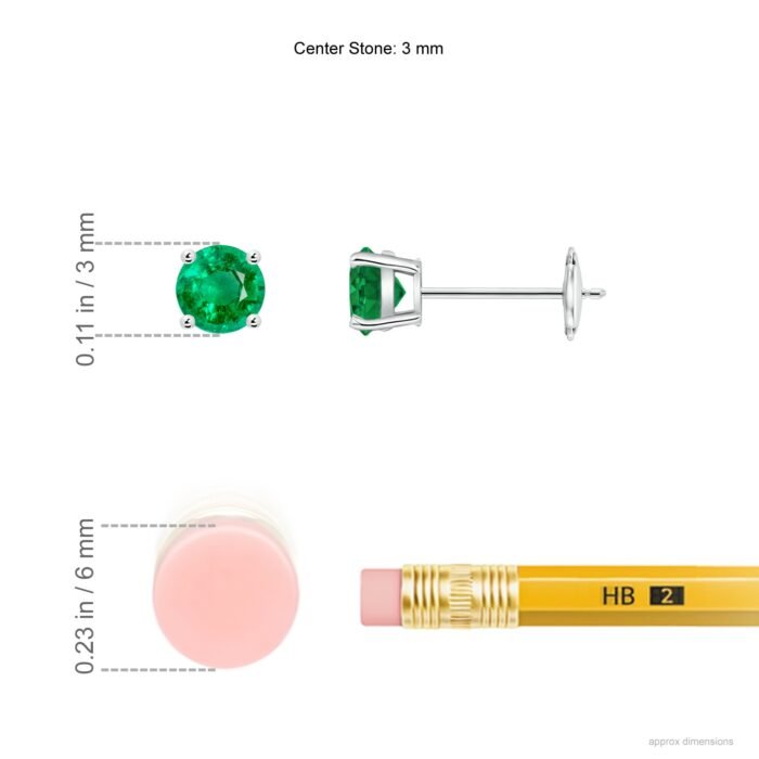 3mm aaa emerald white gold earrings 2