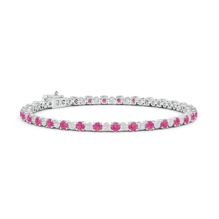 3mm aaa pink sapphire white gold bracelet