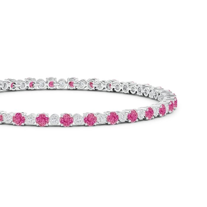 3mm aaa pink sapphire white gold bracelet 2