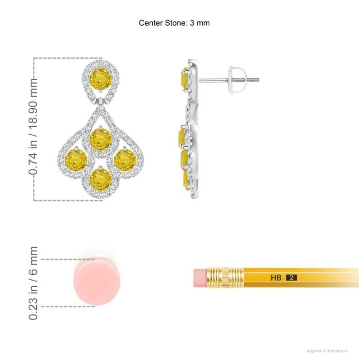 3mm aaa yellow sapphire white gold earrings 2