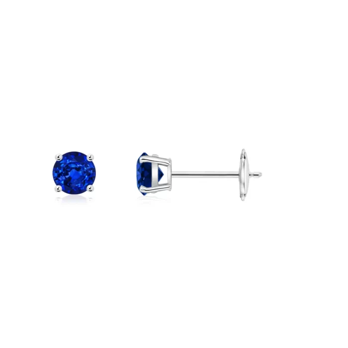 3mm aaaa blue sapphire white gold earrings 1