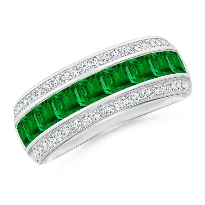 3mm aaaa emerald white gold ring