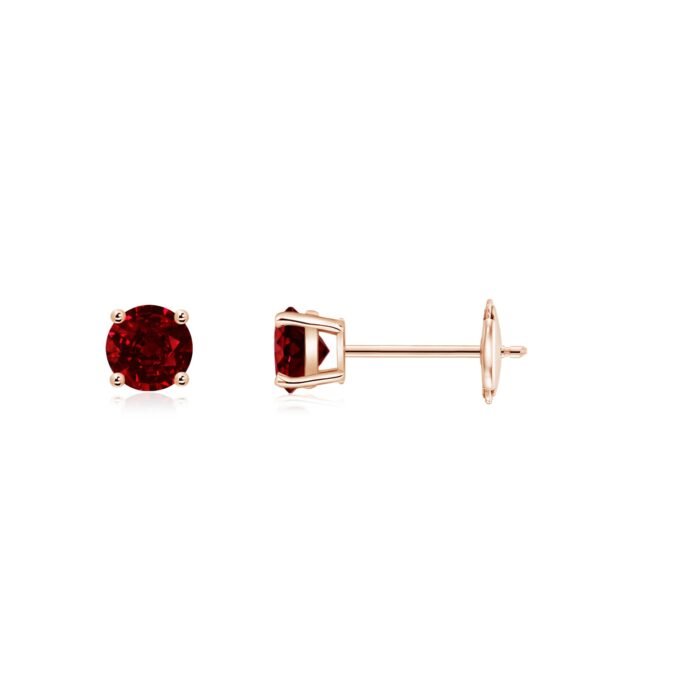 3mm aaaa ruby rose gold earrings