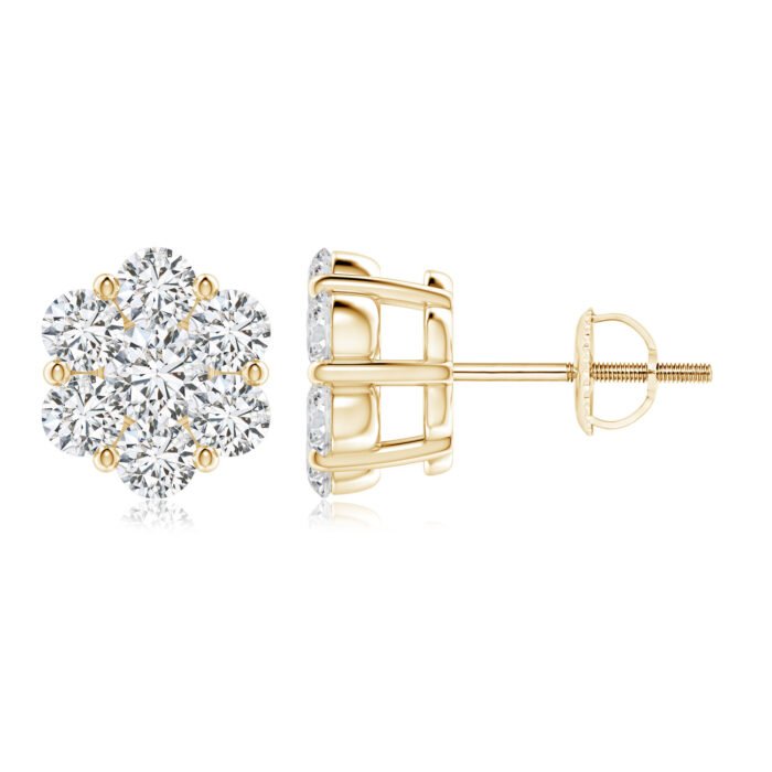 3mm hsi2 diamond yellow gold earrings