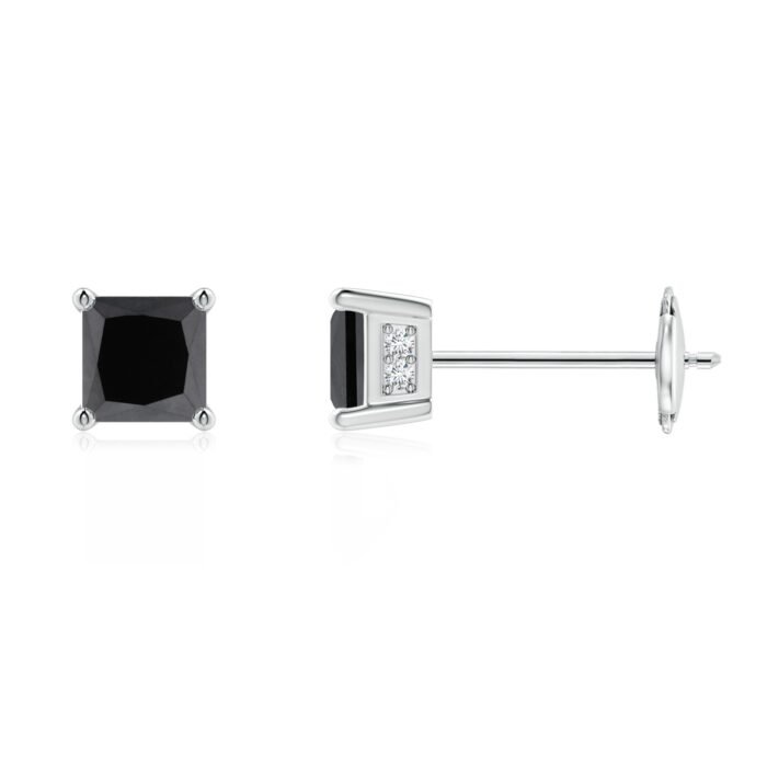 4.2mm aa enhanced black diamond white gold earrings