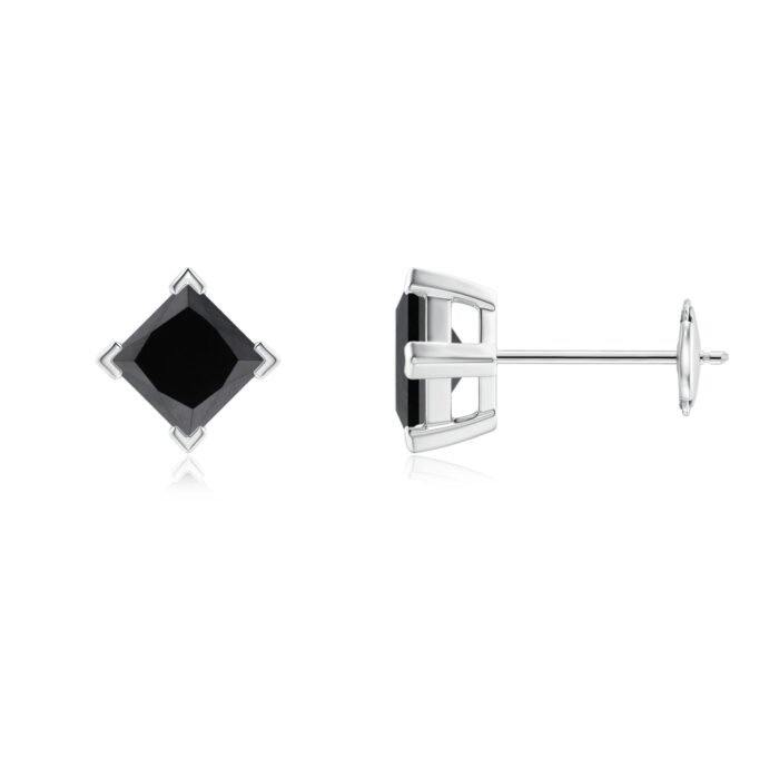 4.4mm aa enhanced black diamond white gold earrings