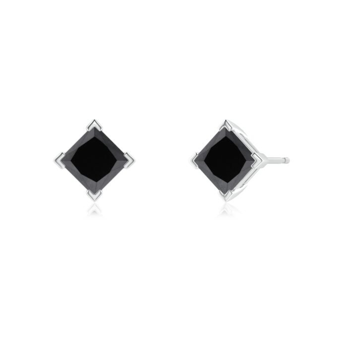 4.4mm aa enhanced black diamond white gold earrings 2