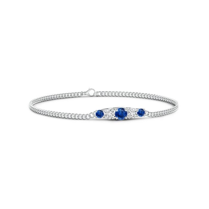 4.5mm aaa blue sapphire white gold bracelet