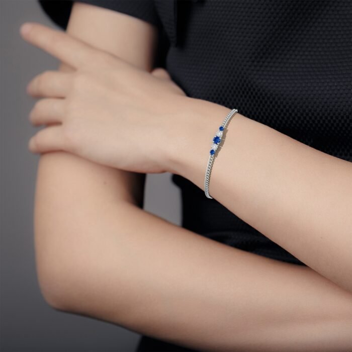 4.5mm aaa blue sapphire white gold bracelet 3