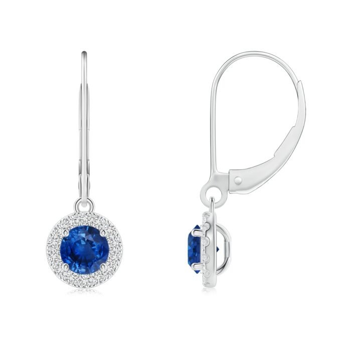 4.5mm aaa blue sapphire white gold earrings 1