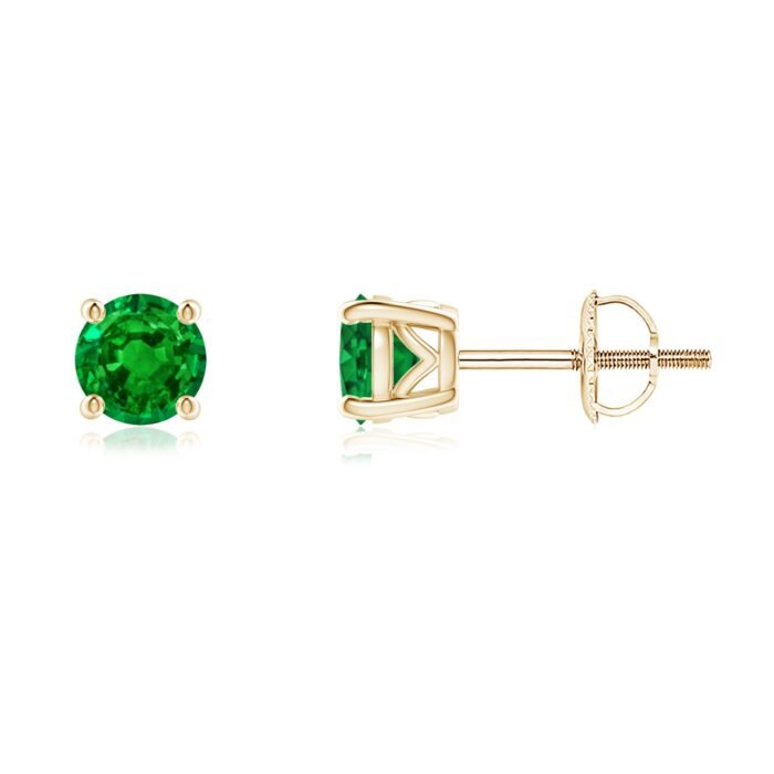 4.5mm aaaa emerald yellow gold earrings