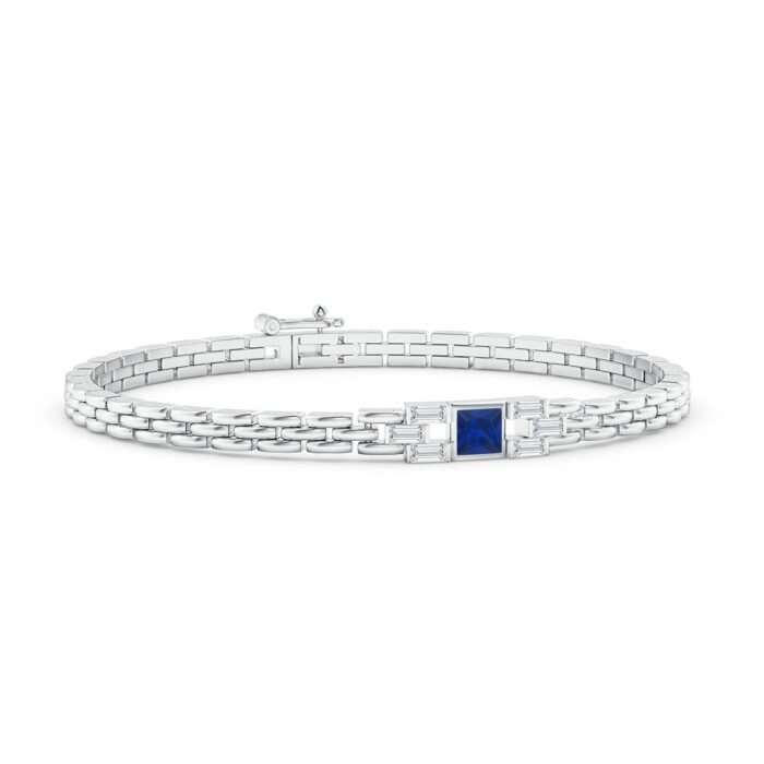 4mm aaa blue sapphire white gold bracelet