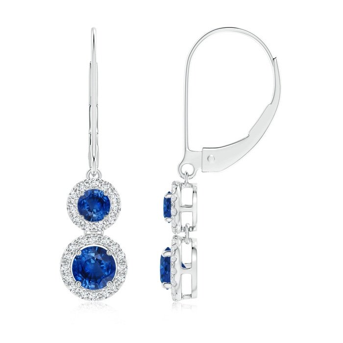 4mm aaa blue sapphire white gold earrings 2