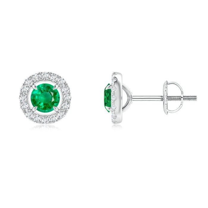 4mm aaa emerald white gold earrings