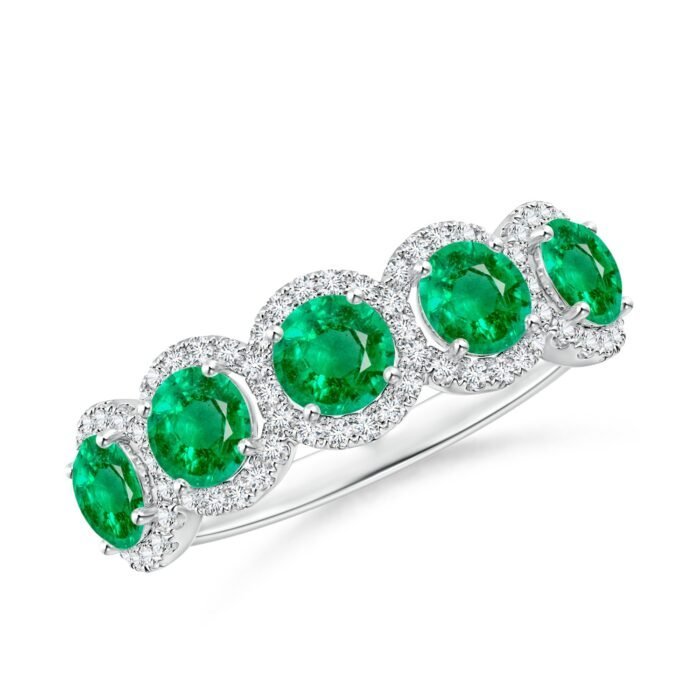 4mm aaa emerald white gold ring