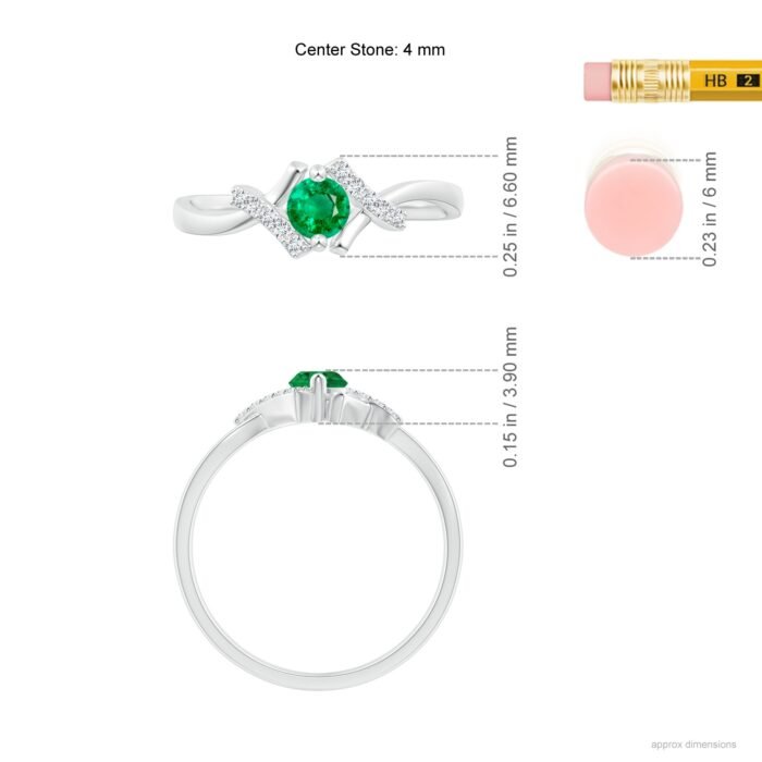 4mm aaa emerald white gold ring 5