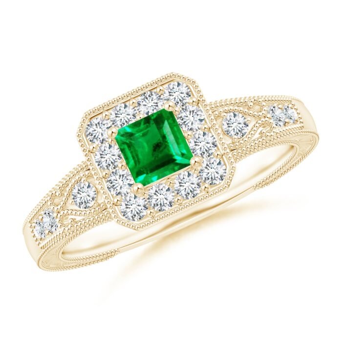 4mm aaa emerald yellow gold ring