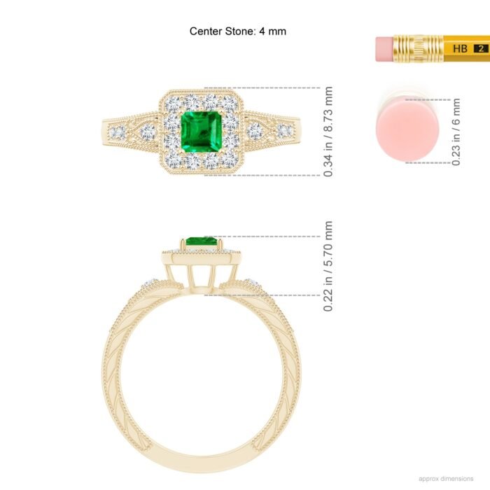 4mm aaa emerald yellow gold ring 6
